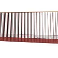 Outdoor Fence With Vertical Metal Bars And Red Base Structure Design 3d model