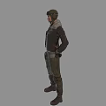 Video Game Movie Character Wearing Helmet Jacket And Tactical Pants With Hands On Hips