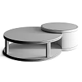 Modern Round Dining Table With Marble Top And Wooden Nested Base Design