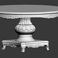 Elegant Classic Round Dining Table With Floral Pattern Top And Carved Base 3d model