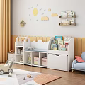 White Cloud Design Bookshelf In Kids Room With Storage Drawers Toys Carpet And Window