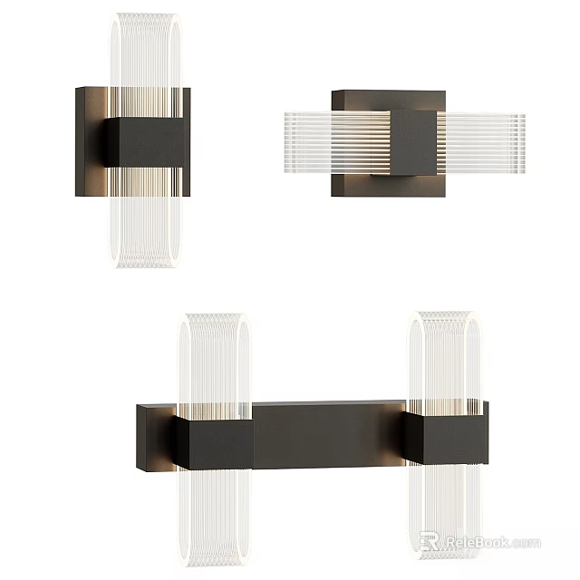 Modern Stylish Wall Lamps With Glass Shades And Metal Frames For Home Decor 3d model 