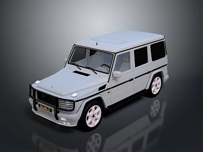 White Off Road Vehicle With Large Wheels Black Trim And Reflective Surface 3d model