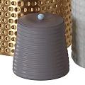 Stylish Decorative Ceramic Vessels with Gold Geometric Patterns White Dot Texture and Gray Accent 3d model