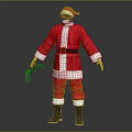 Traditional Santa Claus Costume Featuring Red White Trim and Black Belt for Holiday Celebrations