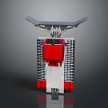 Space Exploration Module with Red Silver Structure and Solar Panels Design