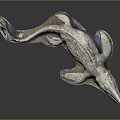 Artistic Sculpture Role of Streamlined Aquatic Creature With Silver Gray And Blue Accents
