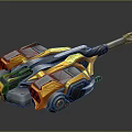 Futuristic Yellow And Gray Mechanical Device With Long Barrel And Complex Structure