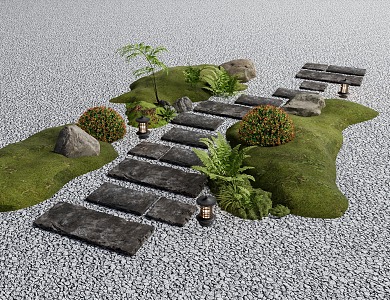 Modern Tingbu Landscape Tingbu Green Plant Pile Outdoor Landscape 3d model