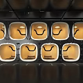 Neatly Arranged Modern Capsule Pods With White Frames Interior Lighting And Floor Arrows