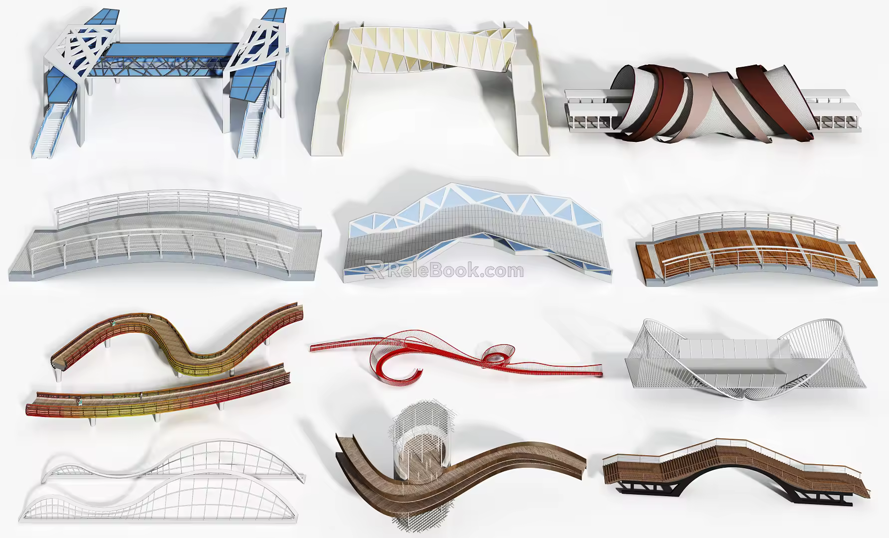 modern bridge viaduct combination 3d model
