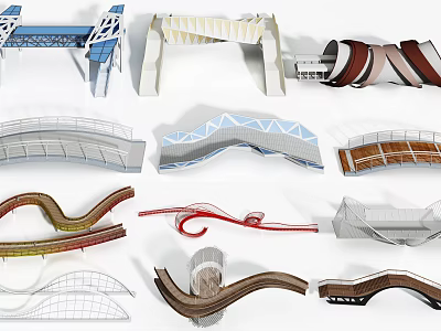 Modern Creative Bridge Designs With Various Curved Shapes And Metal Structures 3d model Modern Creative Bridge Designs With Various Curved Shapes And Metal Structures 3d model