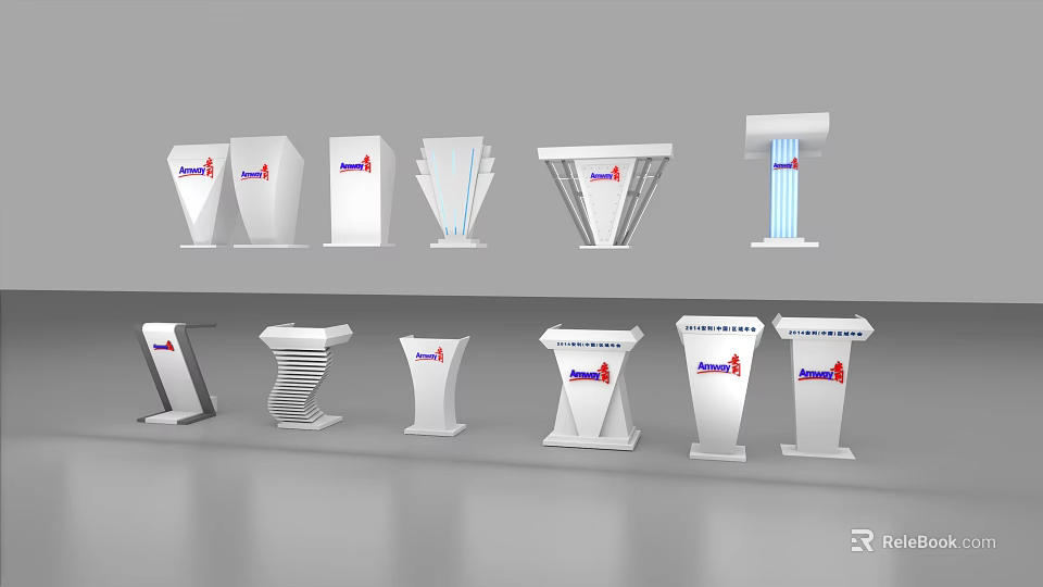 Modern Exhibition Display Stands With Various Shapes And Unique Designs 3d model 