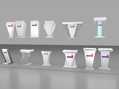 Modern Exhibition Display Stands With Various Shapes And Unique Designs 3d model