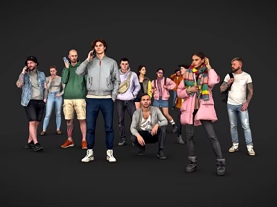Modern Characters Realistic Characters Scanning Characters Static Characters Scene Material Men Women Foreigners Background Characters 3d model