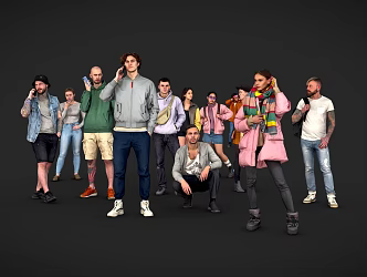 Modern Characters Realistic Characters Scanning Characters Static Characters Scene Material Men Women Foreigners Background Characters 3d model