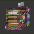 Multi Layer Household Bucket With Metallic Structure Green Compartment Side Card And Red Spring 3d model