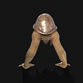Creepy Skeleton Creature Wearing Old Hat In Crawling Posture With Red Tongue