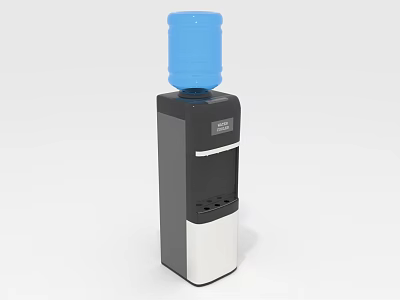 Modern Water Dispenser With Blue Bottle And Black Silver Body For Daily Use 3d model