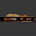 Delicious Grilled Ribs Served On Red And Black Plate With Brown Mat