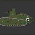 Military Tank Model With Green Camouflage Tracks Turret And Front Shovel
