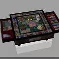 Wooden Mahjong Game Table With Colorful Tiles And Storage Drawers
