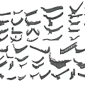 Chinese-style ridge eaves line eaves cornices component door head 3d model