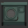 Light Green Vintage Air Conditioner Vent With Metal Frame Grille And Small Panel