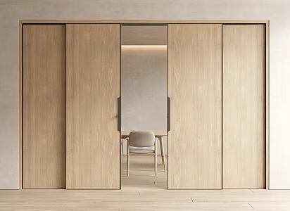 Modern solid wood sliding door partition sliding door screen door solid wood door 3d model