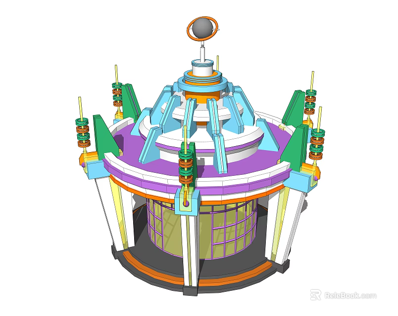 Cartoon Style Dome Building With Colorful Spires And Decorative Top Structure 3d model 