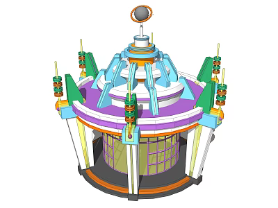 Cartoon Style Dome Building With Colorful Spires And Decorative Top Structure 3d model