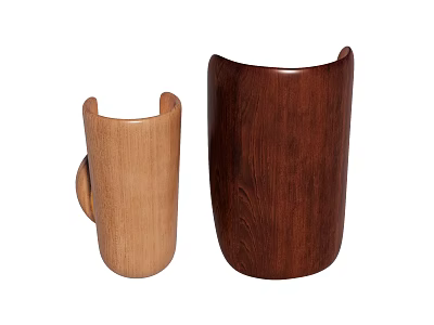 Wooden Wall Lamps in Light and Dark Wood with Cylindrical Decorative Design 3d model