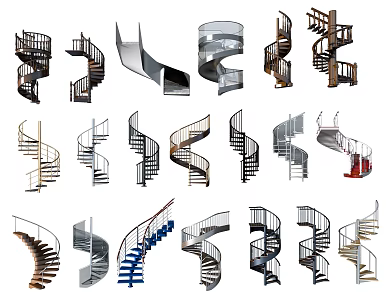 Modern revolving staircase revolving staircase combination 3d model