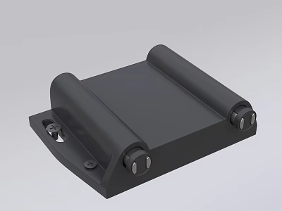 Black Solid Industrial Mechanical Bracket With Dual Rollers And Mounting Screws 3d model