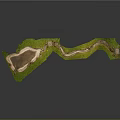 Garden Landscape 3D Model Featuring Green Areas Water Body And Winding Paths