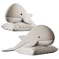 Light Gray Whale Shaped Plush Pillow Soft Comfortable Home Decor Accent 3d model