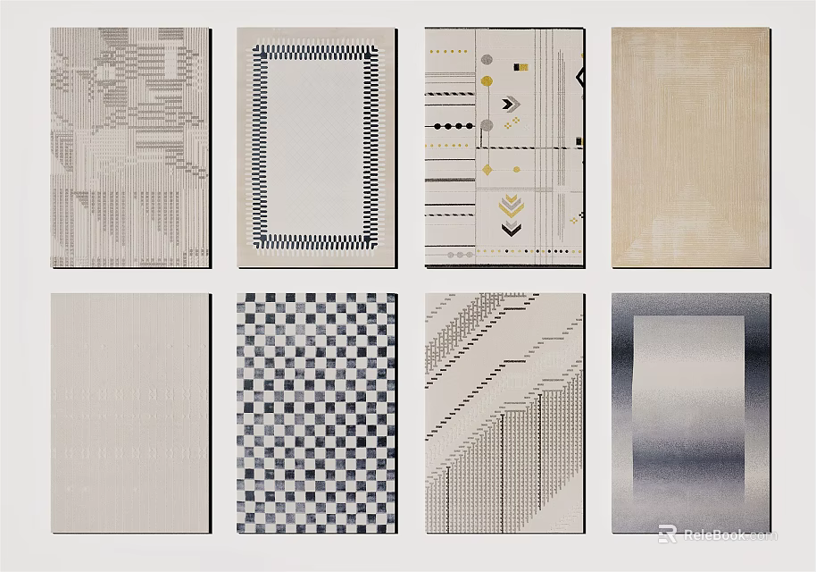 Square Rugs With Different Modern Geometric Patterns And Design Styles 3d model 
