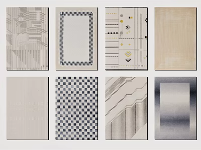 Square Rugs With Different Modern Geometric Patterns And Design Styles 3d model