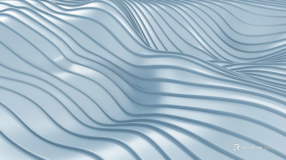 3D Textured Light Blue Wavy Lines Modern Background Wall Design 3d model 