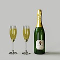 Wine Beverage Wine Bottle Wine Glass Champagne 3d model