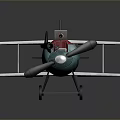 Colorful Toy Biplane Model With Blue Red Wings And Dual Propellers