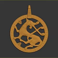 Ornate Gold Circular Pendant With Intricate Animal Carving For Fashion Accessory