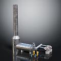 Industrial Machinery Components With Tall Vertical Cylindrical Pipe Horizontal Tank And Connecting Control Valves