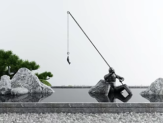 New Chinese Landscape Sick Courtyard Waterscape Sick 3d model