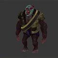 Gorilla Creature Character With Pink Headgear Ammunition Belt Vest And Shorts
