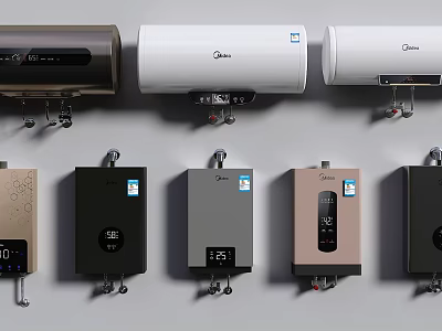 Different Styles and Colors of Household Water Heaters as Daily Home Appliances 3d model