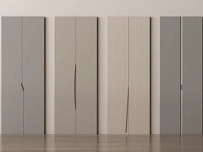 Minimalist Cabinet Doors In Light Gray Beige Light Wood Dark Gray With Wooden Floor 3d model