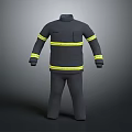 Black Fire Safety Protective Suit With Yellow Reflective Stripes Jacket And Pants