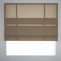 Brown Linen Roman Blinds With Elegant Layered Design For Window Decoration
