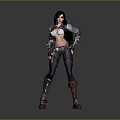 Confident Female Warrior Character In Leather Armor With Metal Accents And Long Hair